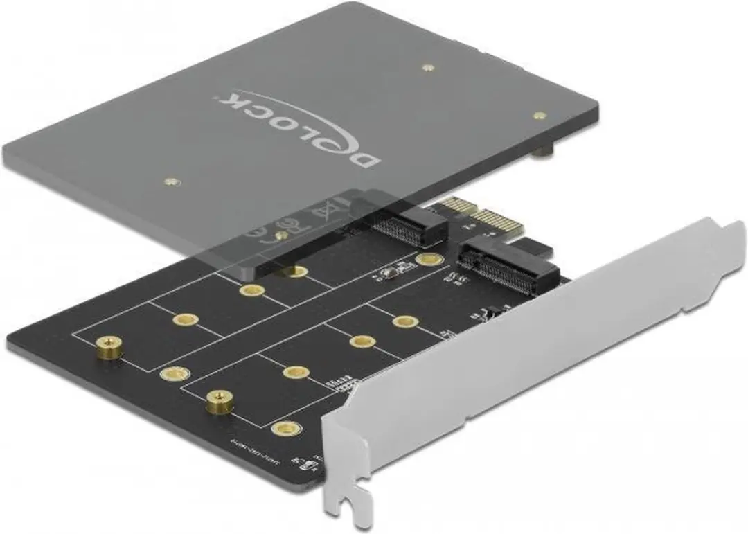 Delock PCIe x1 naar 2x M.2 Key B - Zwart