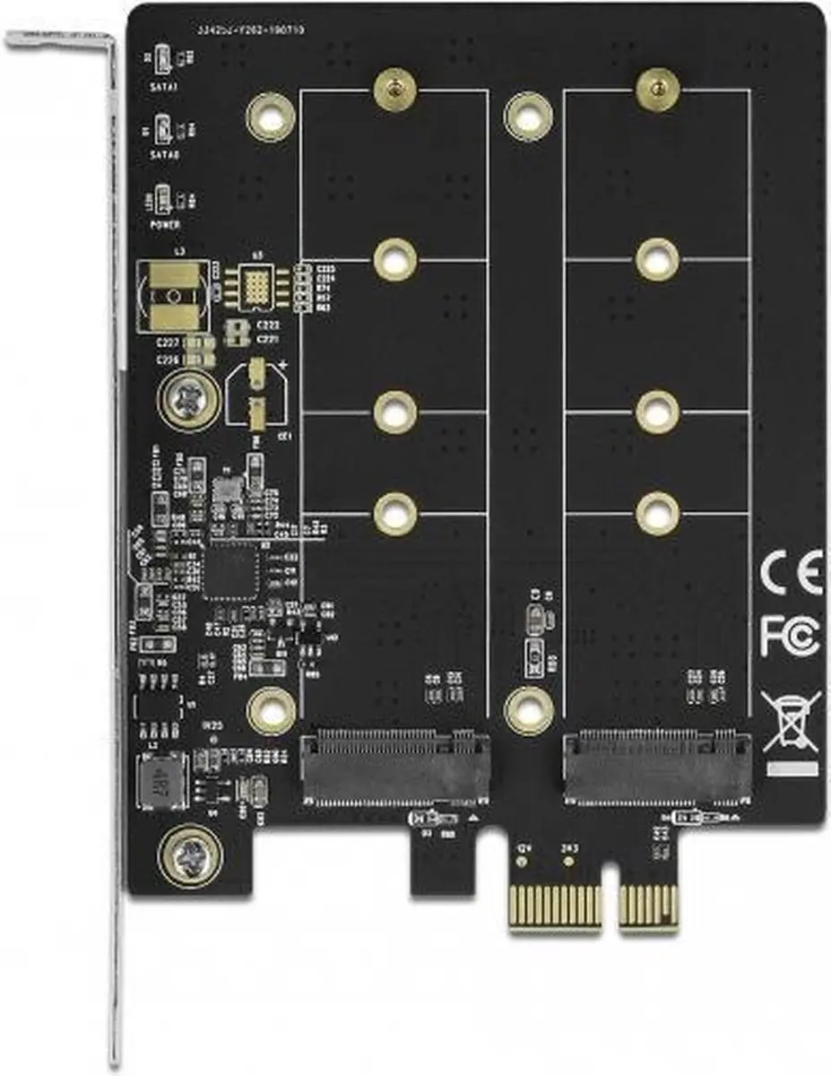 Delock PCIe x1 naar 2x M.2 Key B - Zwart