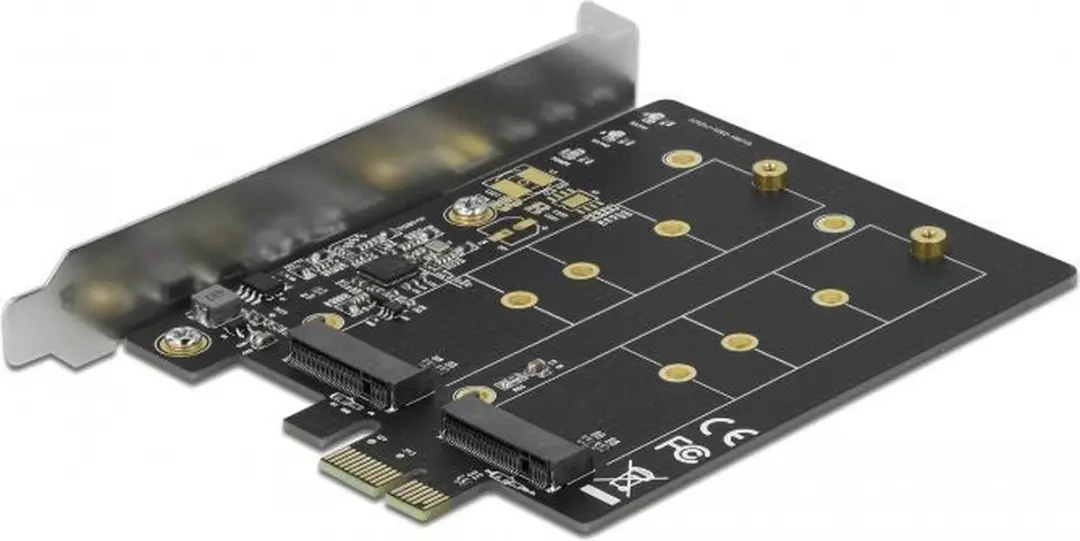 Delock PCIe x1 naar 2x M.2 Key B - Zwart