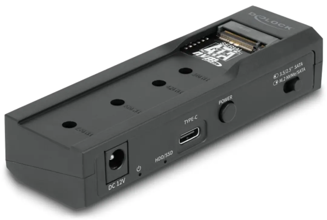 Delock USB Type-C Converter M.2/SATA SSD - Zwart