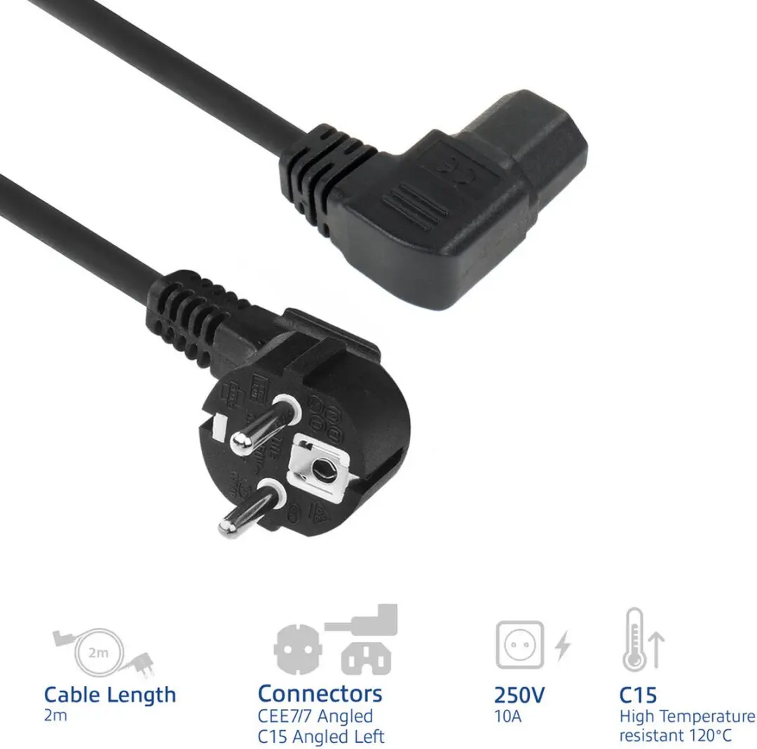 ACT AK5348 Netsnoer Schuko C15 - 2m - Zwart