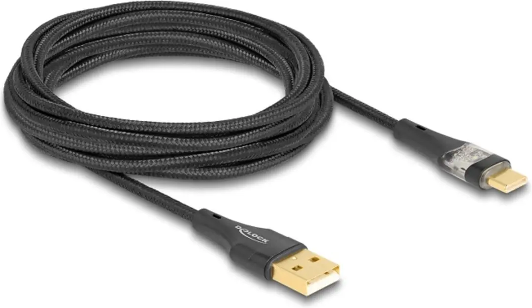 Delock USB 2.0 A naar C Kabel 60W - 3m - Zwart