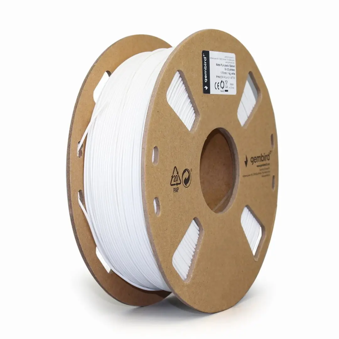 Gembird PLA Mat Wit 1.75mm 1kg