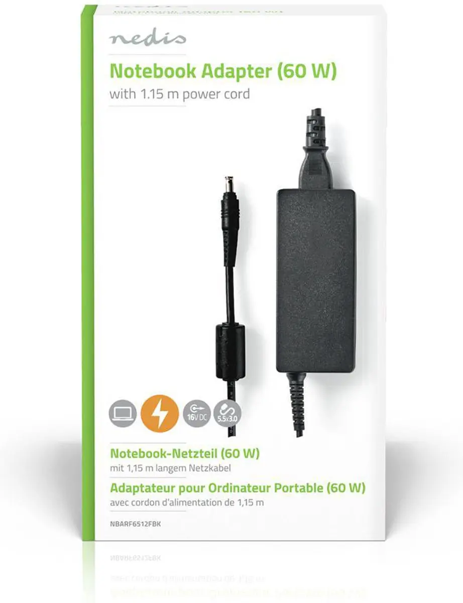 Nedis NBARF6512FBK Notebook-Adapter 60W