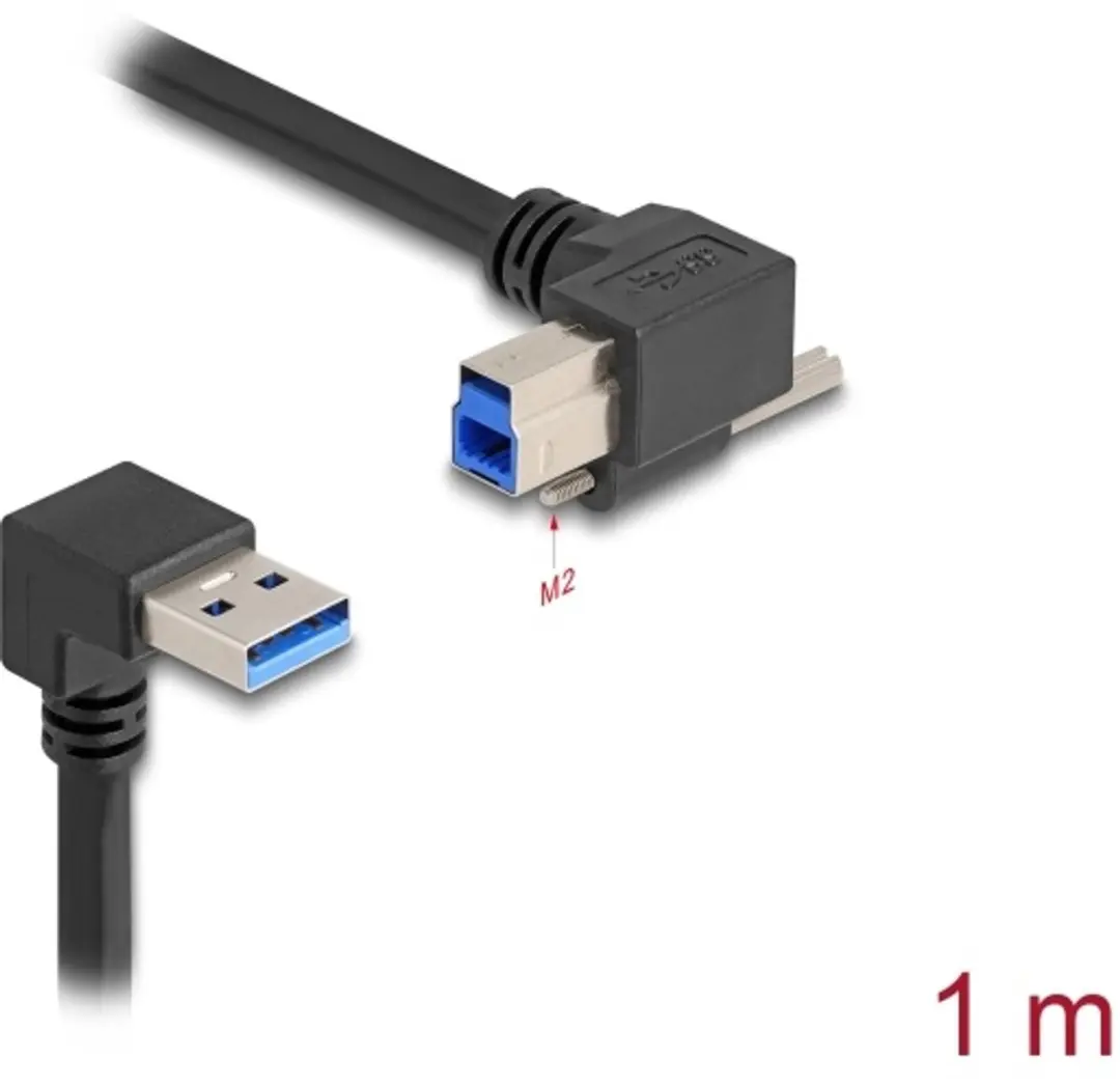 Delock USB 5Gbps A male 90° naar B male met schroef 1m