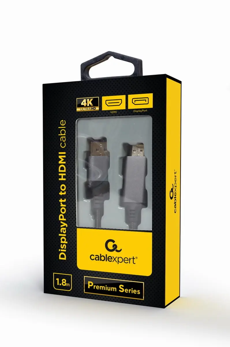 Gembird Premium Series DisplayPort naar HDMI Kabel 4K 1.8m - CC-DP-HDMI-4K-6