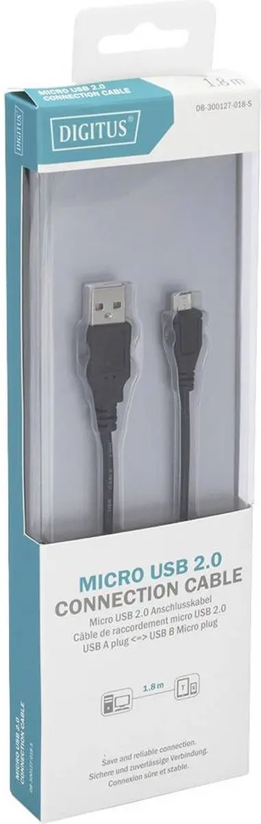 Digitus USB 2.0 USB-A naar Micro-B Kabel 1.80m - Zwart
