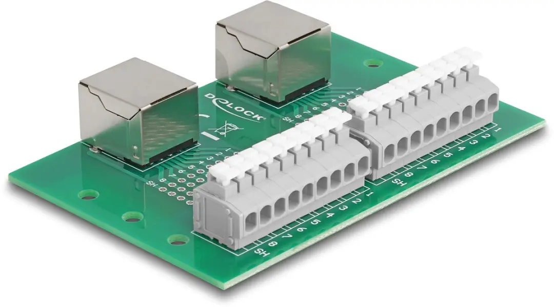 Delock RJ45 2x Terminal Block - Groen/Grijs