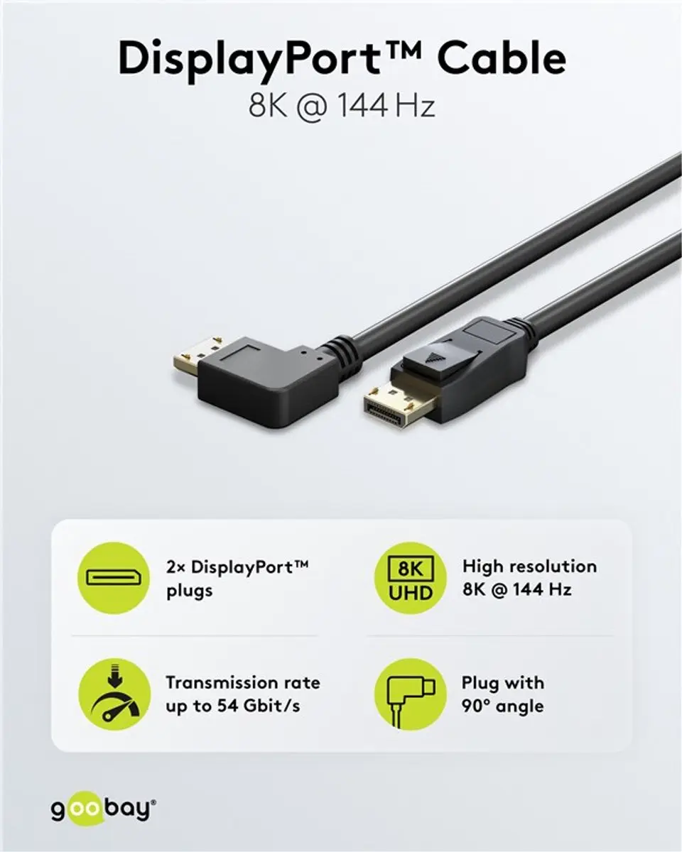 Goobay DisplayPort Kabel 3m - DP2.1a UHBR13.5 10K 60Hz - Zwart