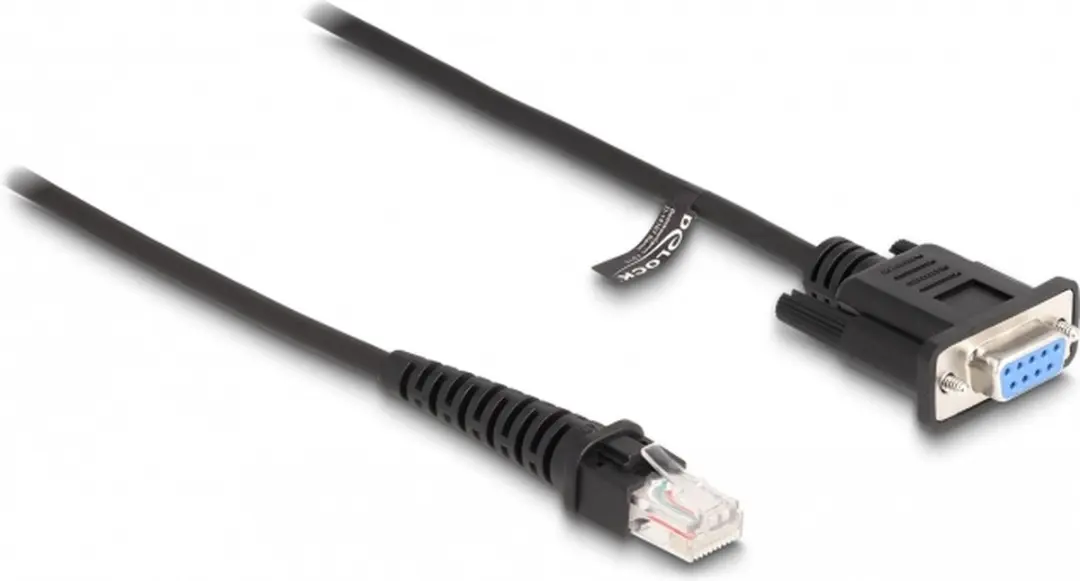Delock Coiled Kabel RJ50 Mannelijk naar D-Sub 9 Vrouwelijk 1,5m - Zwart