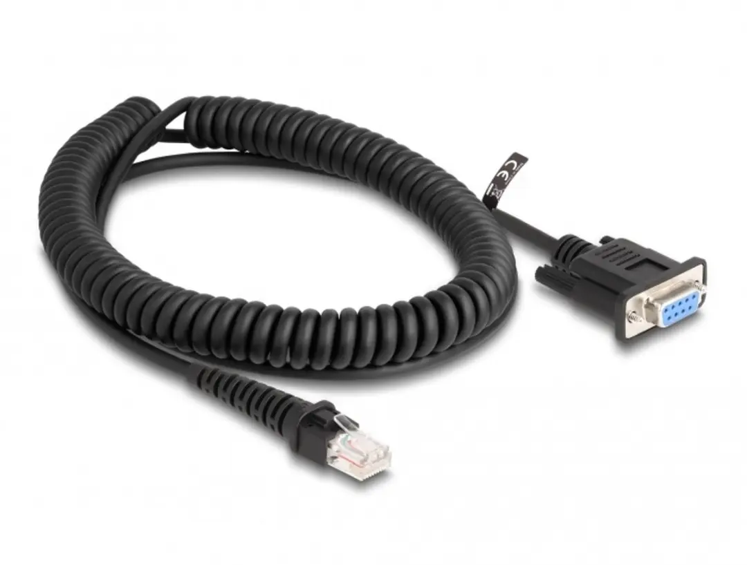 Delock Coiled Kabel RJ50 Mannelijk naar D-Sub 9 Vrouwelijk 1,5m