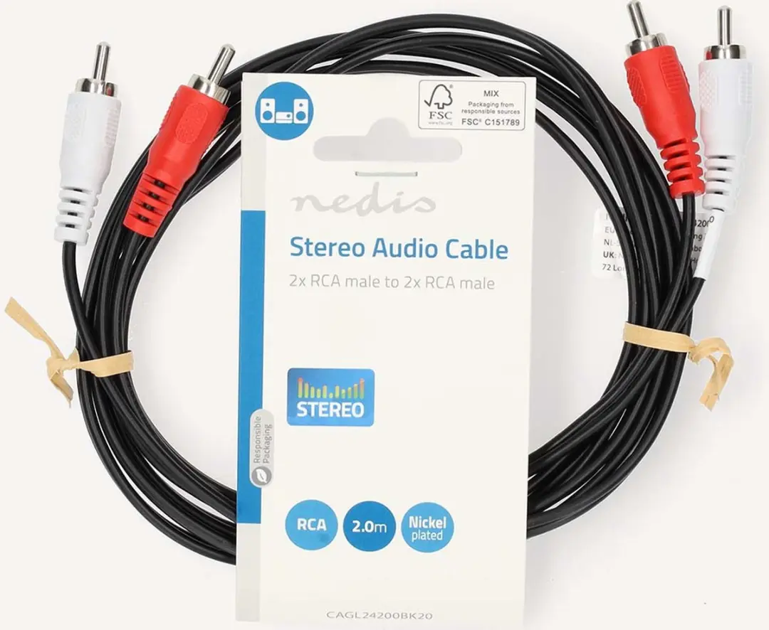 Nedis Stereo-Audiokabel CAGL24200BK20 - 2x RCA Male - 2m - Zwart