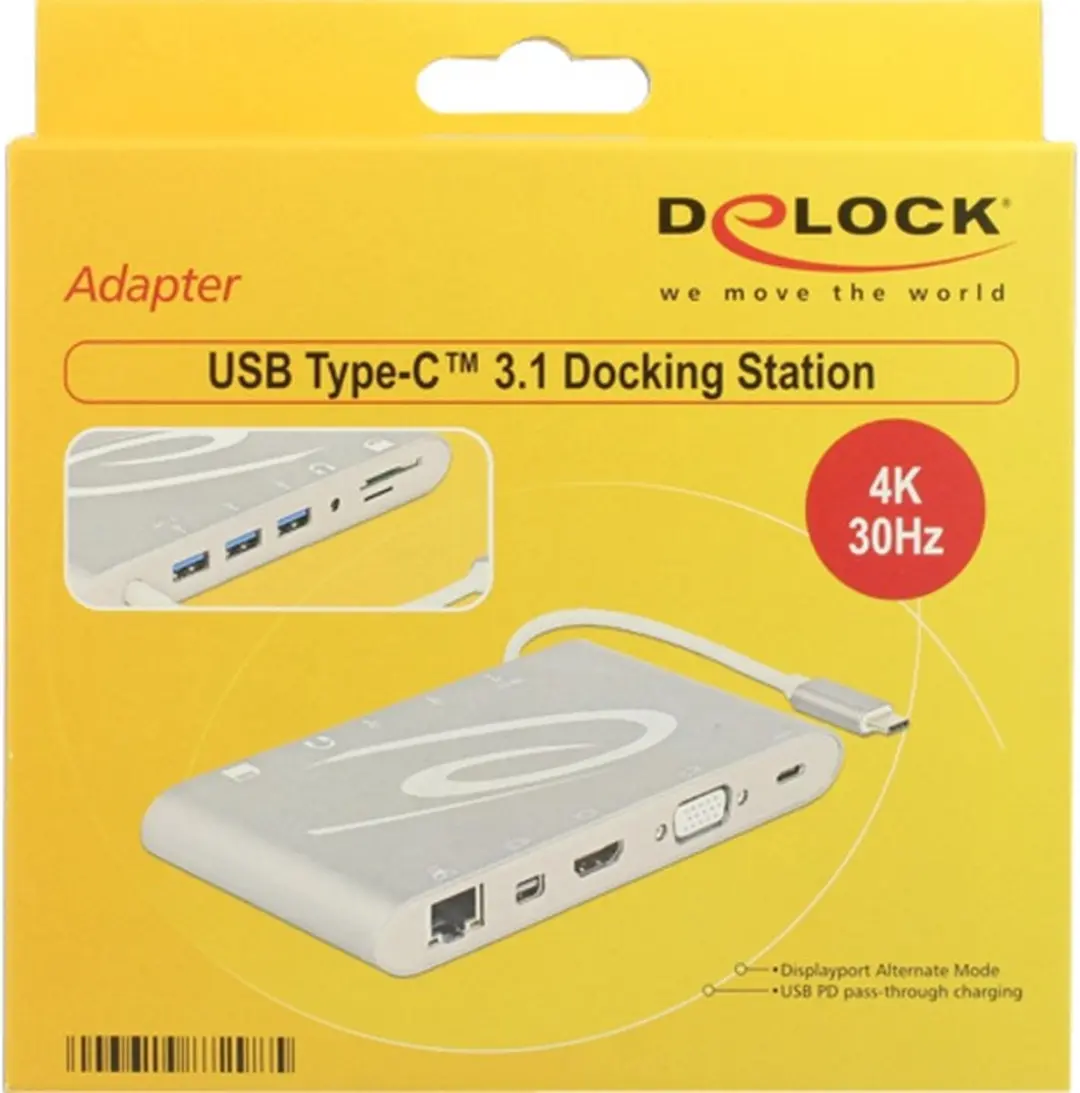 Delock 87298 Laptopdockingstation 4K - Universeel - Incl. laadfunctie