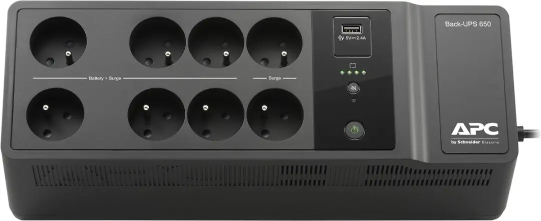 APC Back-UPS BE650G2-FR Noodstroomvoeding 650VA - 8x Stopcontacten - USB Oplader/Data - afbeelding 6 van 6