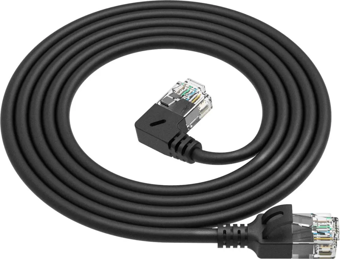 ACT DC1901 U/UTP CAT6A Patchkabel 1m - 90° Links - Zwart