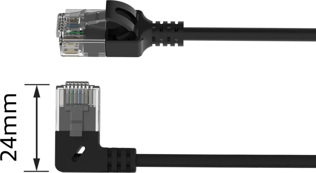 ACT DC1901 U/UTP CAT6A Patchkabel 1m - 90° Links - Zwart