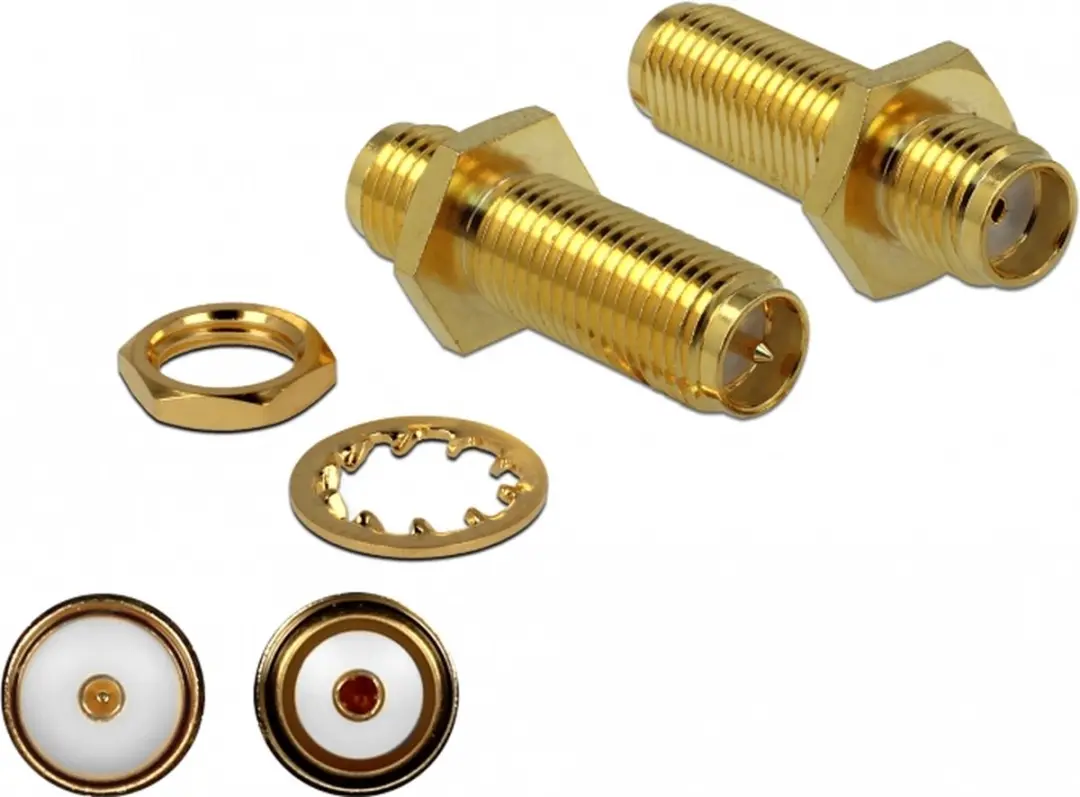 Delock RP-SMA naar SMA Adapter 50 Ohm 3 GHz - Goud - afbeelding 6 van 6