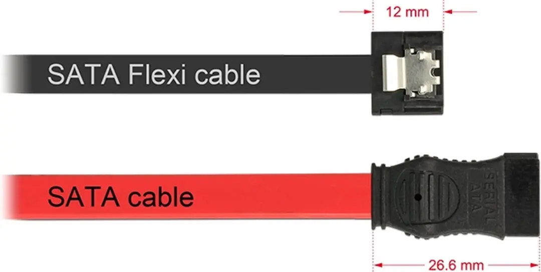 Delock SATA FLEXI Datakabel 6Gbit/s - 0,10m - Zwart