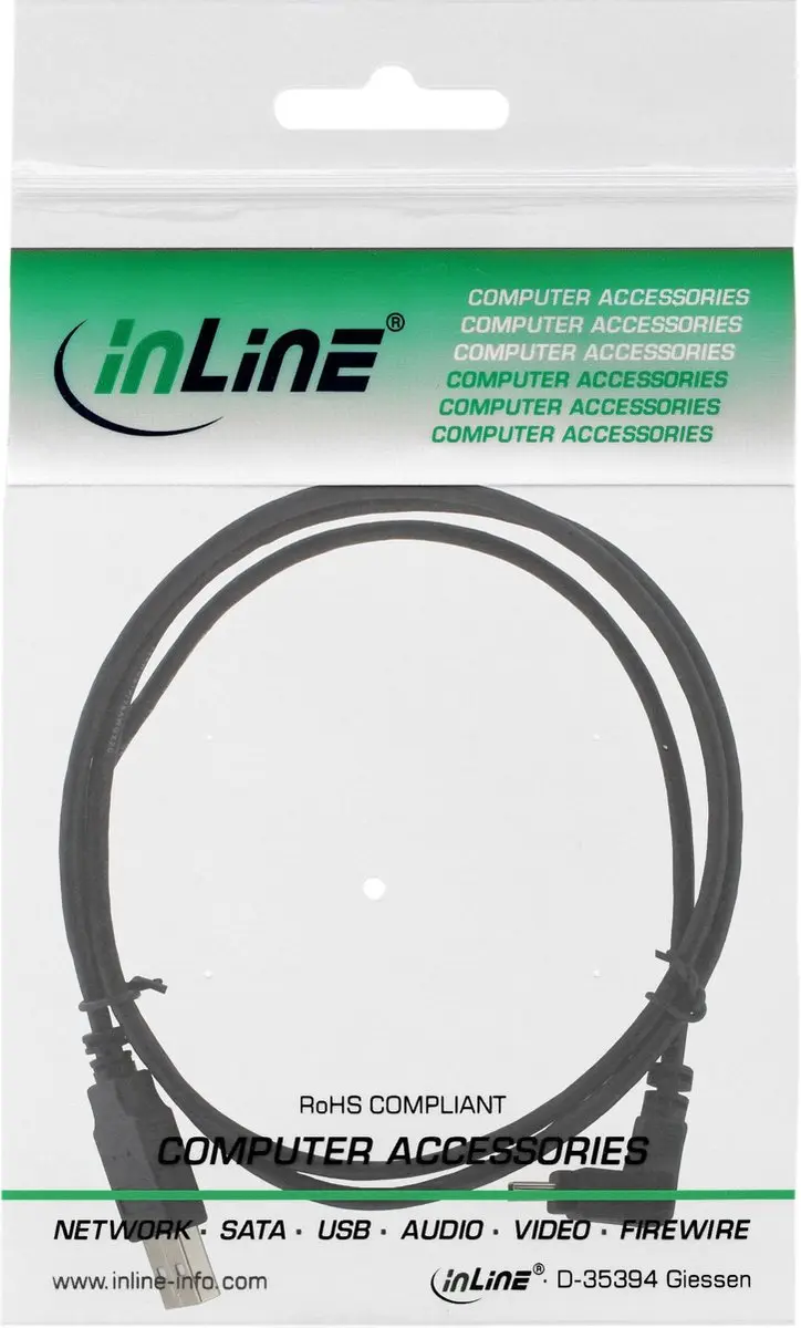 InLine USB Mini B naar USB-A Kabel 0,5m - Zwart