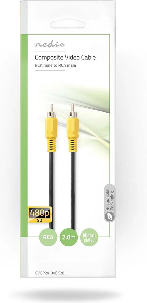 Nedis Composiet Videokabel RCA - 2m - Zwart