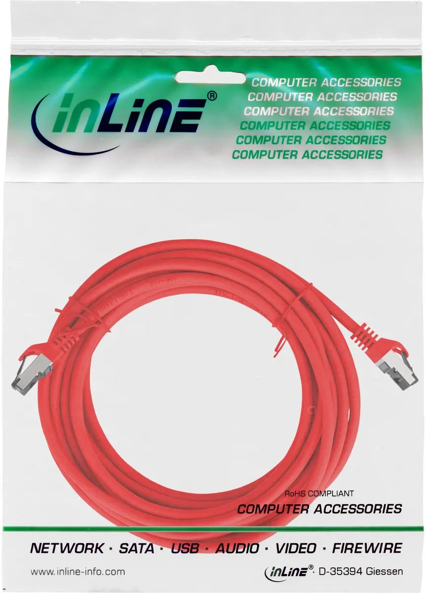 InLine S/FTP CAT8.1 Netwerkkabel 40Gbit - Rood - 5m