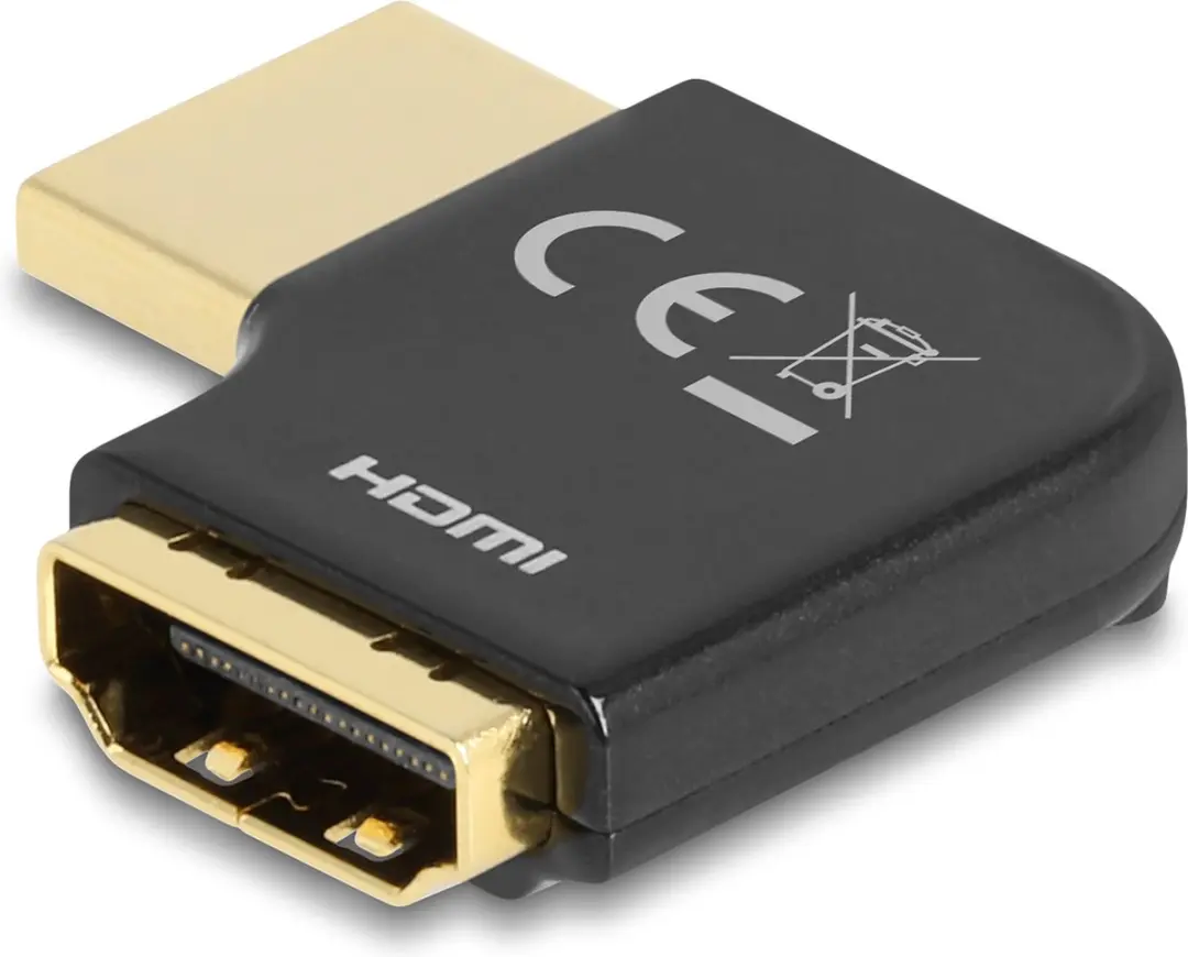 Delock HDMI Adapter Mannelijk naar Vrouwelijk 90° 8K 60Hz - Zwart