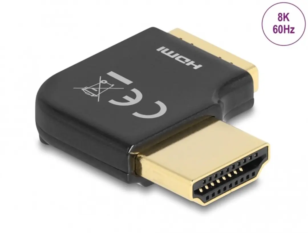Delock HDMI Adapter Mannelijk naar Vrouwelijk 90° 8K 60Hz - Zwart
