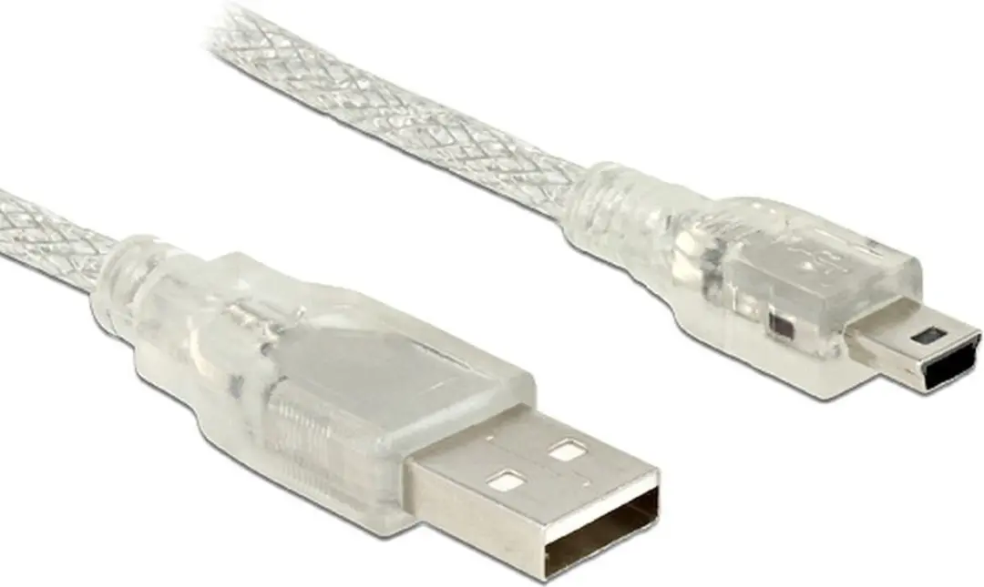 Delock USB Mini B naar USB-A Kabel 2.0 - 2m - 2A - Transparant