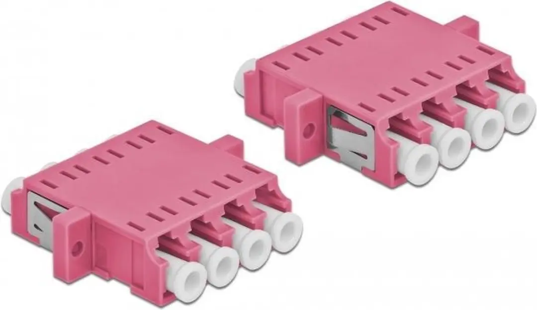 Delock LC Quad Female naar LC Quad Female Multimode Kabelkoppelaar - 2 Stuks - Violet