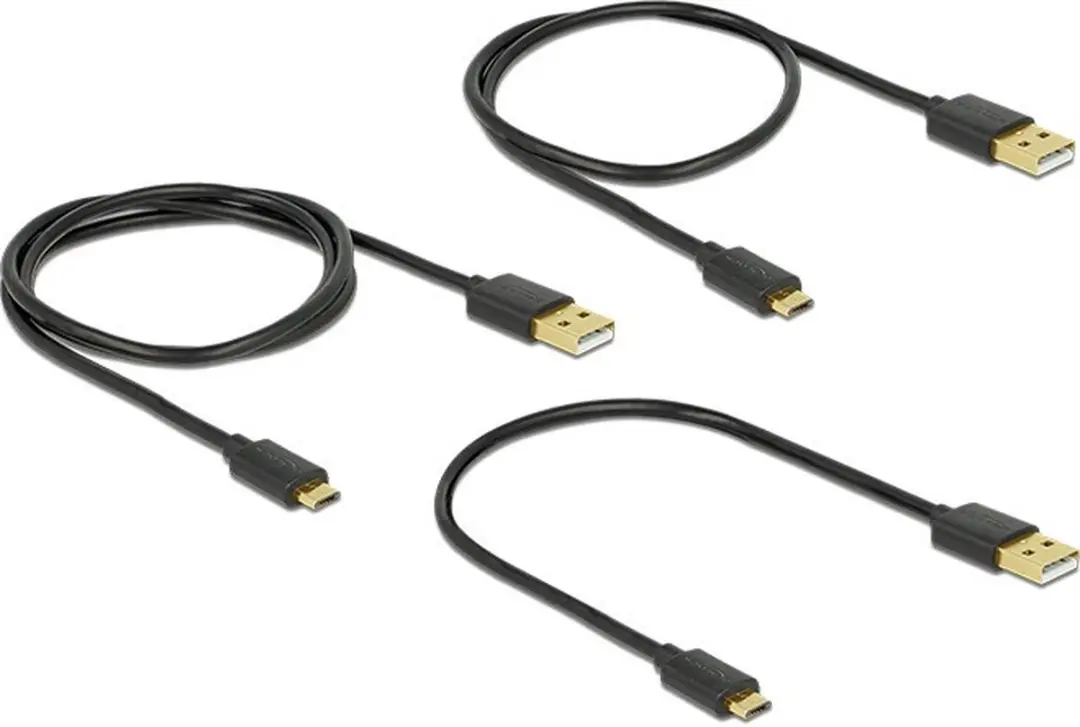 Delock USB 2.0 Type-A naar Micro-B Kabel - 3 Stuks - Zwart