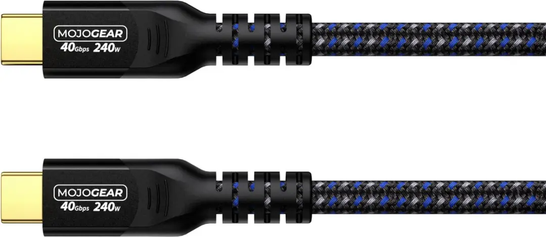 MOJOGEAR USB-C Kabel MG-46-3M 240W - 40Gbps USB4 - 300cm - Zwart/Blauw