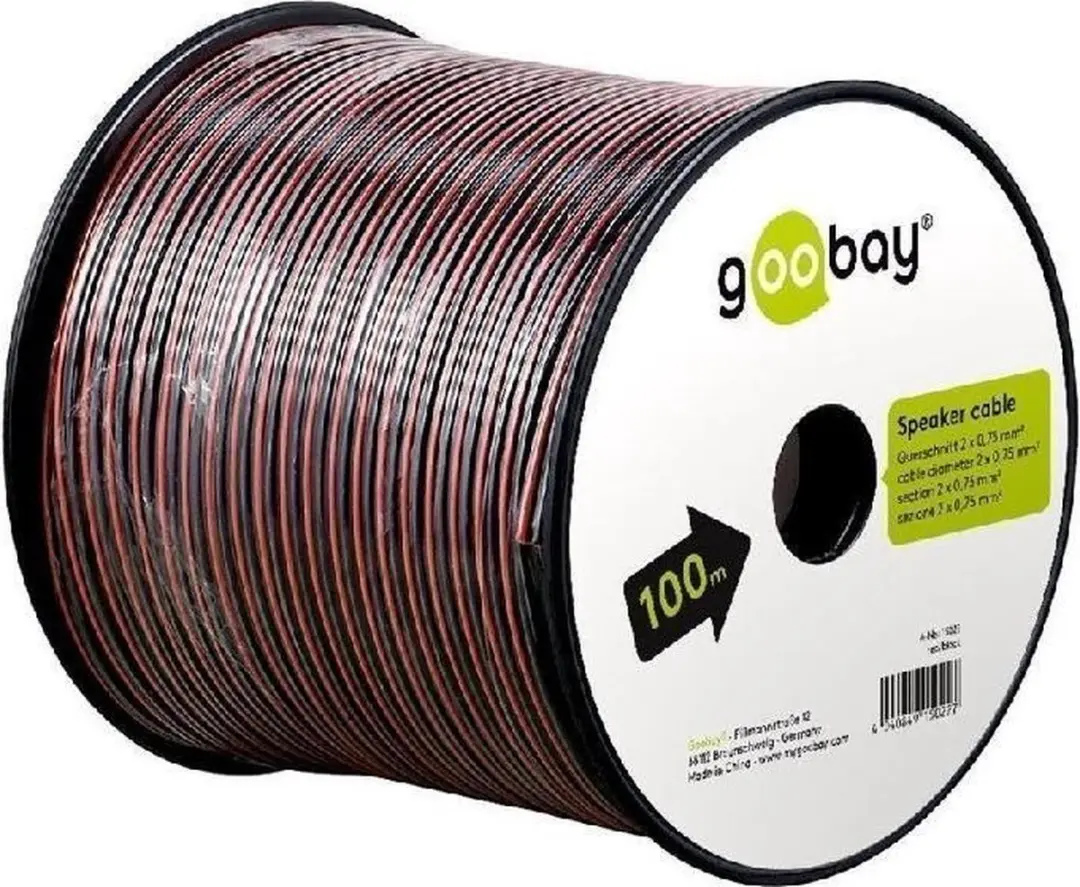 Goobay CCA Luidsprekerkabel 0,50mm² - 100m - Rood/Zwart