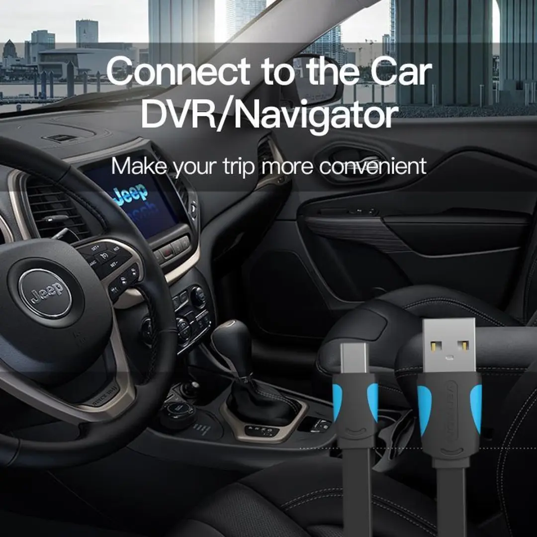 Vention Mini USB 5 Pin naar USB 2.0 Kabel 1m - Zwart