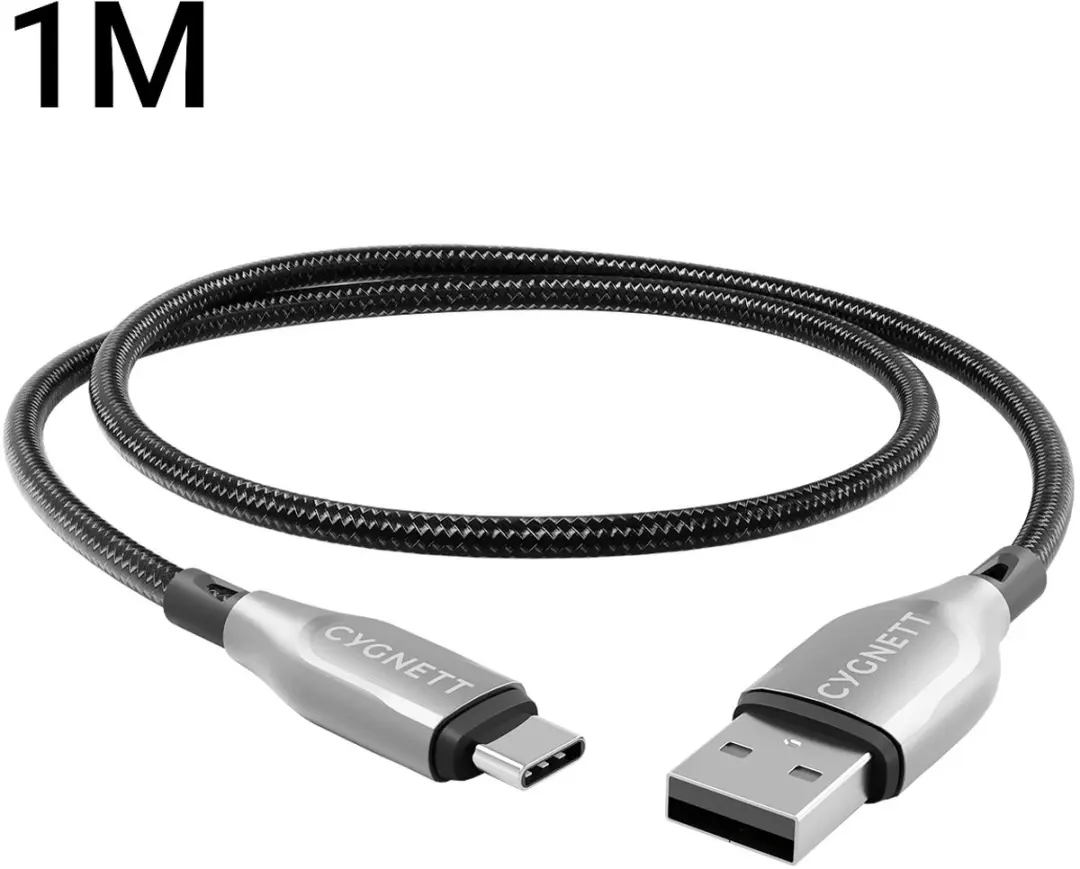 Cygnett USB-A naar USB-C Kabel 1m - Zwart