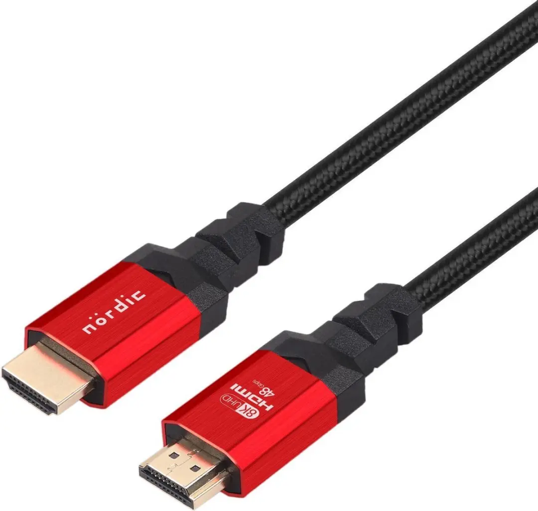 NÖRDIC HDMI-N1023 HDMI 2.1 Kabel 8K 60Hz - 2m - Rood/Zwart