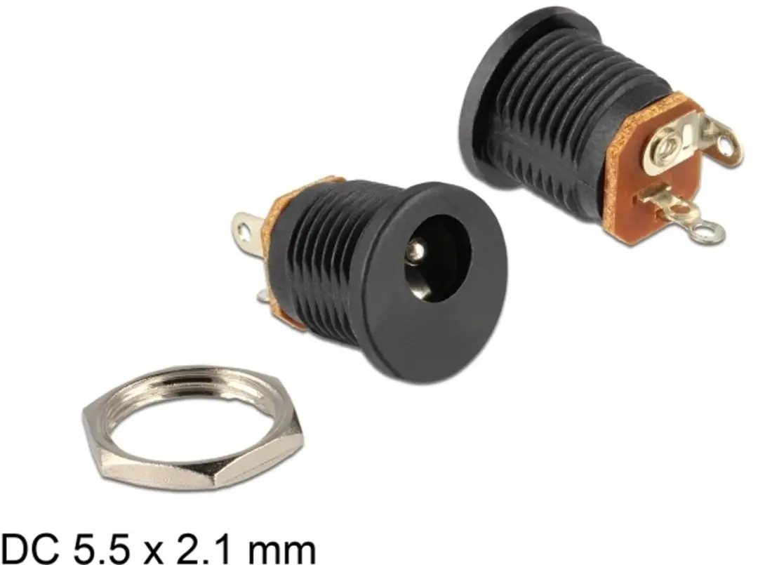 Delock DC 2.1x5.5mm Soldeerinstallatiebus