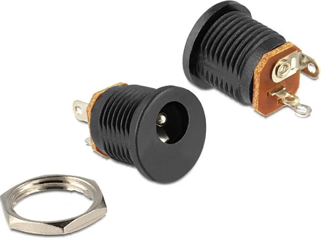 Delock DC 2.1x5.5mm Soldeerinstallatiebus - Zwart