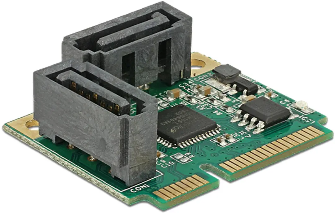 Delock Mini PCIe I/O Half Size 2x SATA 6Gb/s - Grijs/ Groen - afbeelding 6 van 6