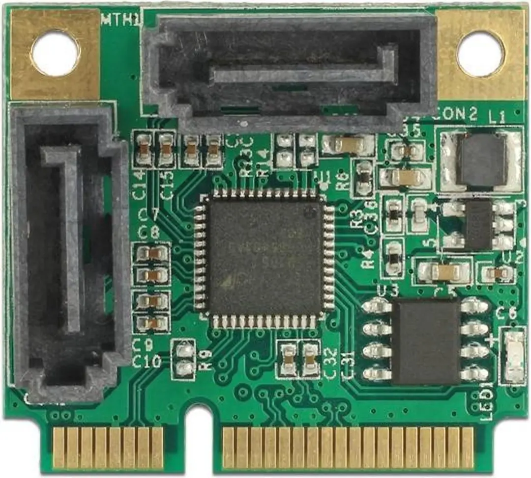 Delock Mini PCIe I/O Half Size 2x SATA 6Gb/s - Grijs/ Groen