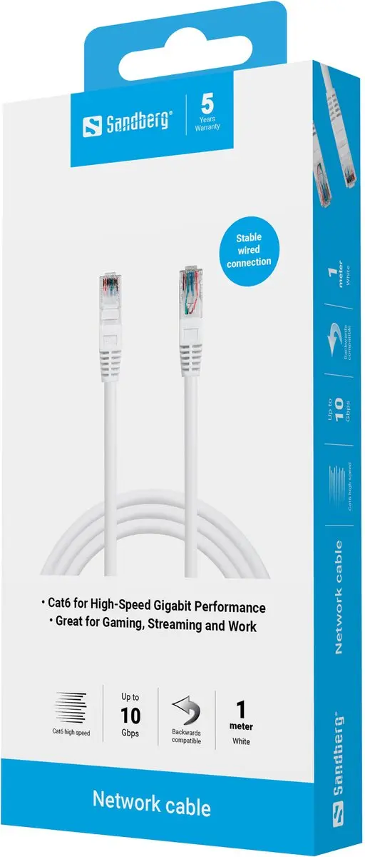 Sandberg UTP Cat6 Netwerkkabel 506-93 - 1m - Wit