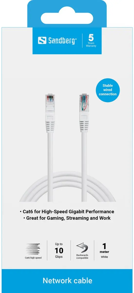 Sandberg UTP Cat6 Netwerkkabel 506-93 - 1m - Wit