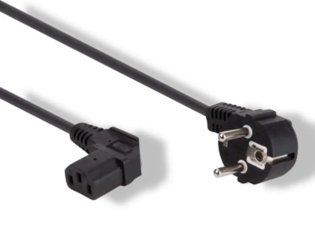 Perel Voedingskabel H05VV-F 3G1 2.5m 10A/230V - Type E/F 90° naar C13 - Zwart