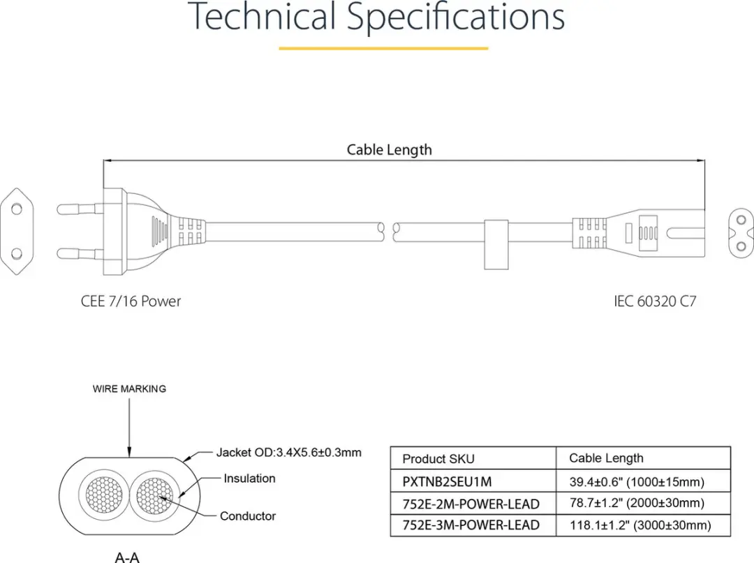 Startech PXTNB2SEU1M Voedingskabel - Zwart