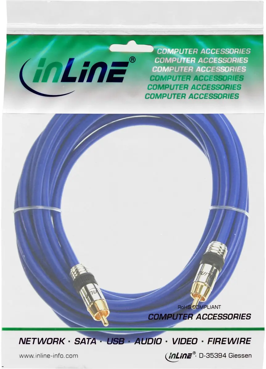 InLine Cinch Kabel AUDIO 3m - Blauw