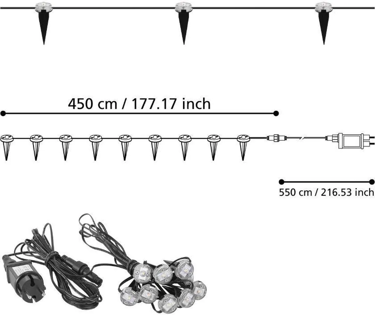 Eglo Spinetoli LED Lichtsnoer 550cm - 3000K - Transparant