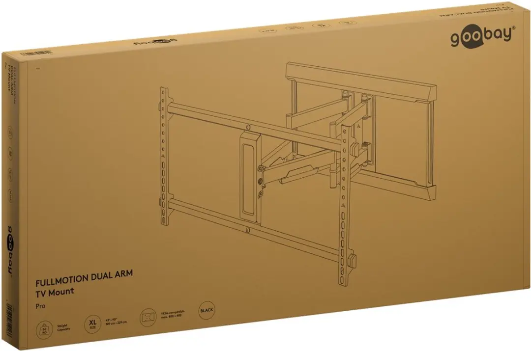 Goobay Pro TV-muurbeugel 71216 - Full Motion - 90 inch - Zwart