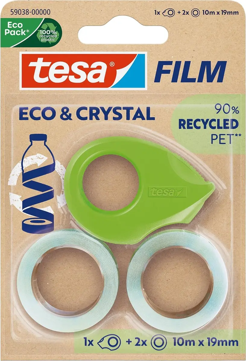 ECO & CRYSTAL, 2 Rollen 10mX19mm Blister,mit Abroller