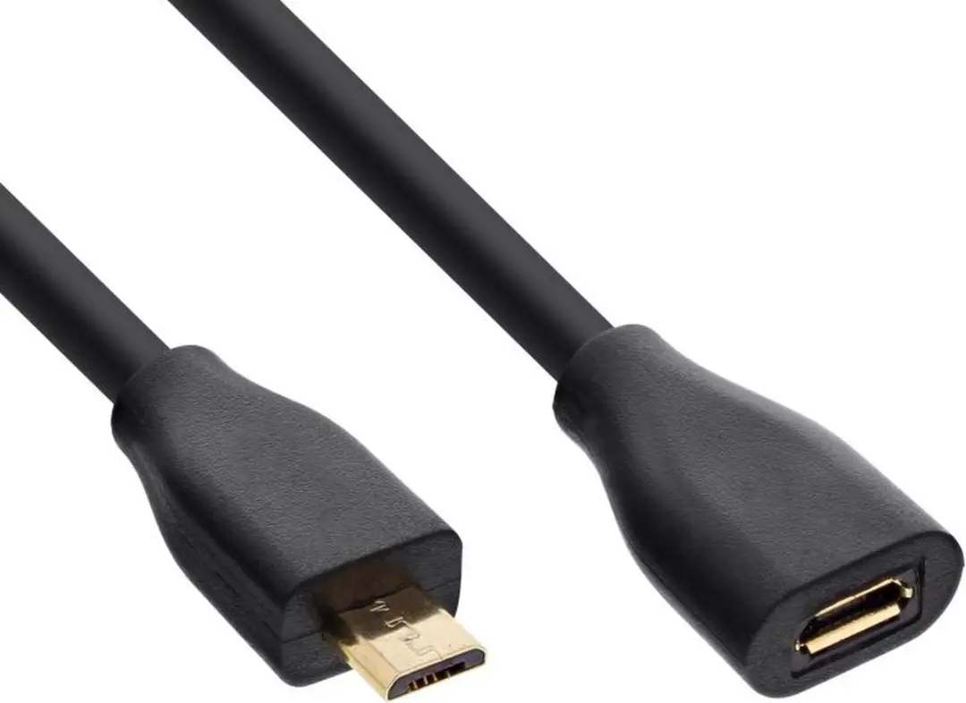 InLine USB Micro B Verlengkabel 5m - USB2.0 - 1A - Zwart