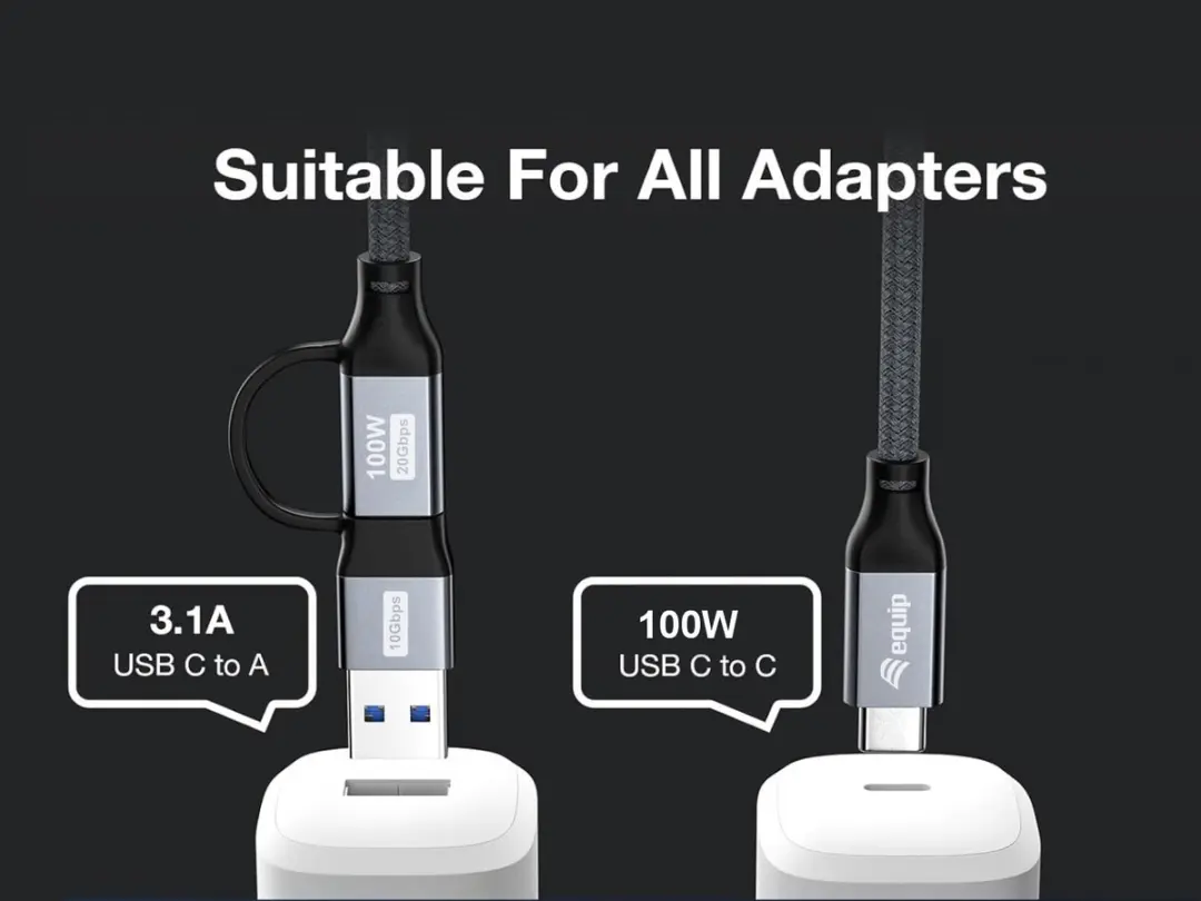 Equip 128431 USB 3.2 Gen 2x2 Kabel 1m USB-A naar USB-C - Zwart