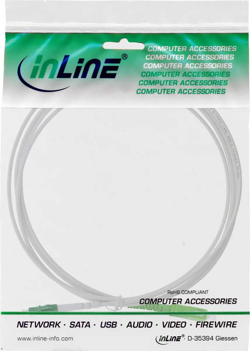 InLine FTTH Simplex Patchkabel SC/APC - OS2 Single Mode - 1m - Wit
